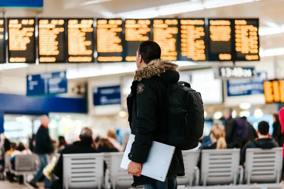 An agent walking on airport