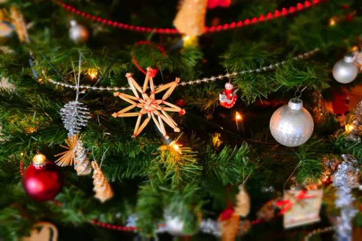 Christmas decorations on Christmas tree